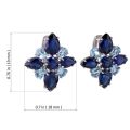 Sterling Silver Sky Blue Topaz and Lab Created Sapphire English Lock Earrings