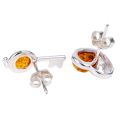 Sterling Silver and Baltic  Amber Heart and Key Earrings