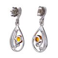 Sterling Silver and Baltic Honey Amber Earrings "Lydia"