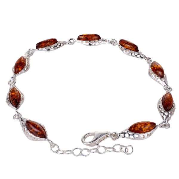 Sterling Silver Honey Baltic Amber Bracelet "Amaya", Amber Jewelry Collection