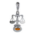 Sterling Silver and Baltic Amber Libra Zodiac Sign Pendant