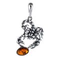 Sterling Silver and Baltic Amber Scorpio Zodiac Sign Pendant