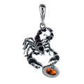 Sterling Silver and Baltic Amber Scorpio Zodiac Sign Pendant