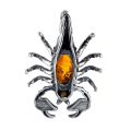 Sterling Silver and Baltic Amber Scorpion Pendant