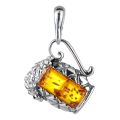 Sterling Silver and Baltic Amber Beer Pint Pendant