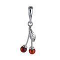 Sterling Silver and Baltic Amber Cherries Pendant