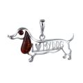 Sterling Silver and Baltic Amber I Love My Dog Pendant