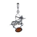 Sterling Silver and Baltic Amber Sagittarius Zodiac Sign Pendant
