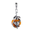 Sterling Silver and Baltic Amber Open Rose Pendant