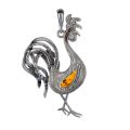 Sterling Silver and Baltic Amber Rooster Pendant