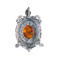 Sterling Silver and Baltic Amber Turtle Pendant