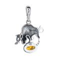 Sterling Silver and Baltic Amber Taurus Zodiac Sign Pendant