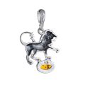 Sterling Silver and Baltic Amber Leo Zodiac Sign Pendant