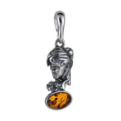 Sterling Silver and Baltic Amber Virgo Zodiac Sign Pendant