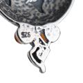 Sterling Silver and Baltic Amber Globetrotter On Bike Pendant