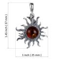 Sterling Silver and Baltic Amber Sun and Crescent Moon Pendant