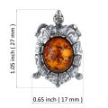 Sterling Silver and Baltic Amber Turtle Pendant