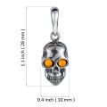 Sterling Silver and Baltic Amber Skull Pendant