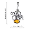 Sterling Silver and Baltic Amber Taurus Zodiac Sign Pendant