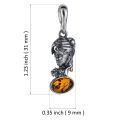 Sterling Silver and Baltic Amber Virgo Zodiac Sign Pendant