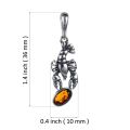 Sterling Silver and Baltic Amber Cancer Zodiac Sign Pendant