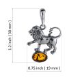 Sterling Silver and Baltic Amber Leo Zodiac Sign Pendant
