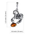 Sterling Silver and Baltic Amber Scorpio Zodiac Sign Pendant