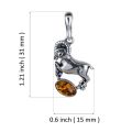 Sterling Silver and Baltic Amber Aries Zodiac Sign Pendant