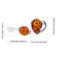 Sterling Silver and Baltic  Amber Heart and Key Earrings