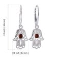 Sterling Silver and Baltic Amber French Lever Back  Amber Hamsa Hand Earrings