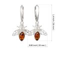 Sterling Silver and Baltic Honey Amber Bumble Bee Earrings, French Leverback Dangle Earrings, Statement Gemstone Earrings, UPC 053926498970