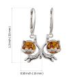 Sterling Silver and Baltic Amber French Leverback  Cats Earrings
