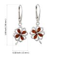 Sterling Silver and Baltic Amber French Leverback Honey Amber Earrings "Shamrock"