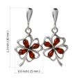 Sterling Silver and Baltic Amber Post Back Honey Amber Shamrock Earrings