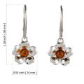 Sterling Silver and Baltic Honey Amber French Leverback Rose Mallow Earrings