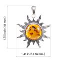 Sterling Silver and Baltic Amber "Flaming Sun" Pendant (Medium)
