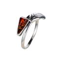 Sterling Silver and Baltic Honey Amber Arrow Ring