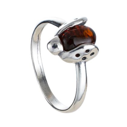ladybug amber ring silver