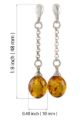 Sterling Silver and Baltic Honey Amber Post Back Dangling Earrings