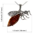 Sterling Silver and Baltic Honey Amber Wasp Pendant