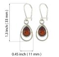 Sterling Silver and Baltic Honey Amber Kidney Hook Dangle Earrings