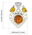 Sterling Silver and Baltic Honey Amber Heart Pendant