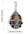 Sterling Silver and Baltic Honey Amber Locket Pendant Necklace