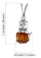 Sterling Silver and Baltic Honey Amber Pendant "Cat" With Crystals