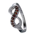 Bohemian Garnet Sterling Silver Rhodium Plated Infinity Ring
