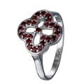 Bohemian Garnet Sterling Silver Four Leaf Clover Ring