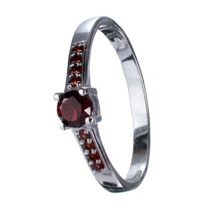 Bohemian Garnet Romantic Sterling Silver Rhodium Plated Ring