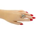 "Layla" Baltic Green Amber Ring in Sterling Silver
