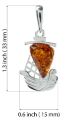 Sterling Silver and Baltic Honey Amber Pendant "Sailboat"