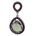 Bohemian Garnet And Moldavite Sterling Silver Pear Shaped Pendant